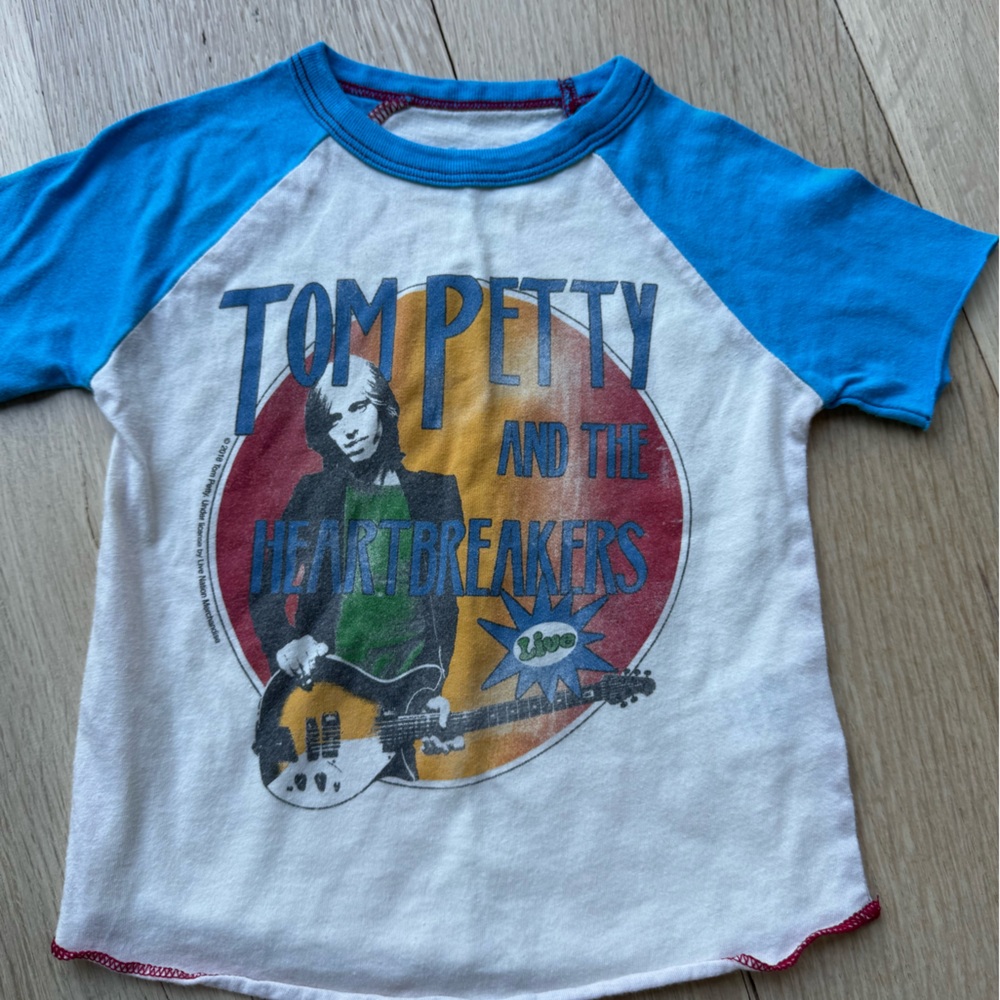Rowdy Sprout Tom Petty sz 3/6 months Blue and White Graphic Tee